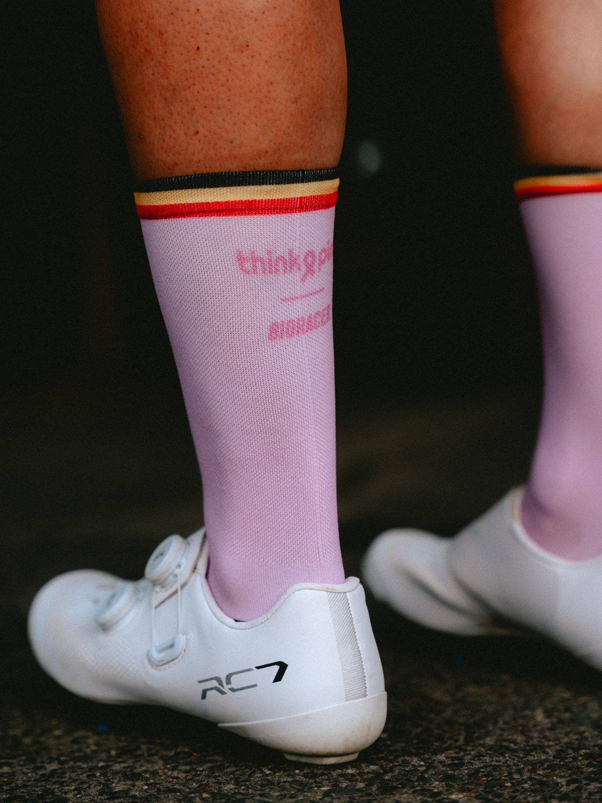 Chaussettes Classiques Officielles Belgian Cycling - Édition Think Pink