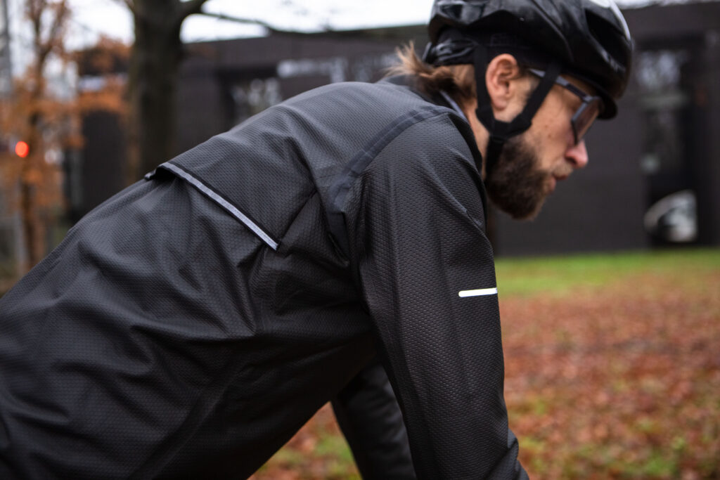 cyclist with a rain jacket from bioracer which is essential for a starting cyclist